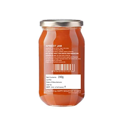 Bhuira Apricot Jam - 240g | All Natural No Added Preservatives, Artificial Colors | Handmade Himachal Vegan Spread | Breakfast Dessert Jam | Healthy Snack | Guilt-Free | Sweet Tart 3