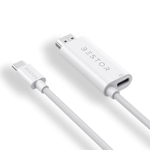 Bestor USB C to 4K HDMI with PD Charging Cable High-Speed 2.0 with Durable Nylon Braiding, 60W PD Charging, 4K@60Hz Ultra HD, Plug-and-Play for MacBook Pro/Air, iPad Pro, iMac, Monitor