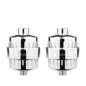 RIVERSOFT SF-15 PRO (pack of 2) shower and tap filter for hard water with 15 stage | Water Softener for Bathroom | Hard Water Filter (Pack of 2, Chrome)