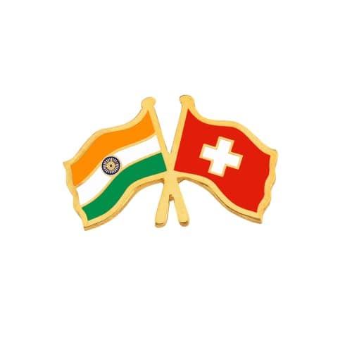 India & Switzerland Twin Flag Brass Lapel Pin | Premium Enamel Brooch for Men & Women | National Friendship Badge | Suit, Blazer & Jacket Accessory | Patriotic Gift, Flag Pin for Events & Functions