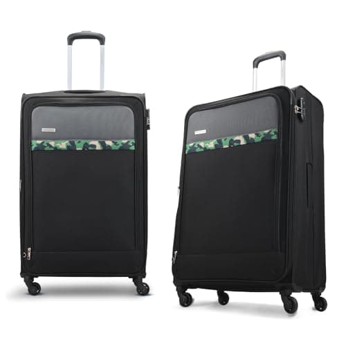 Aristocrat Large Commander 79Cms Premium Polyester with PVC Coating Soft Sided Check-in 4 Wheels Black Spinner Suitcase 2