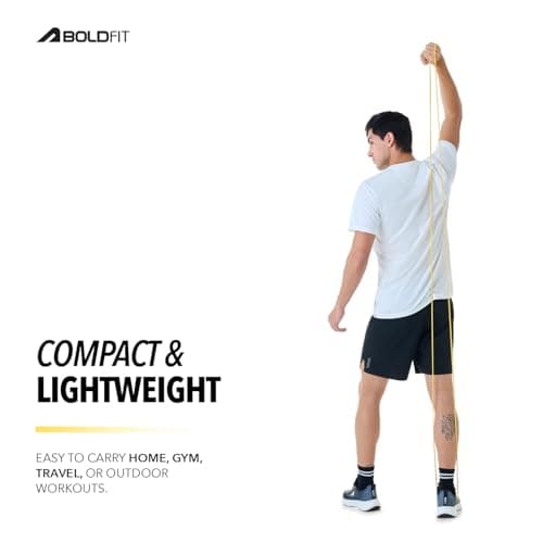 Boldfit Heavy Resistance Band for Workout Set Exercise & Stretching Pull Up Bands for Home Exercise for Gym Men & Women Loop Bands Toning Bands Resistance Band Yellow (3-7 Kg) 5