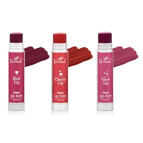 Kaumudi Handmade & 100% Natural 3in1 Lip Balm Combo (Lip Tint|Cheek Tint|Eye Shadow) made with Rose & Saffron Ess. oil | Best for Dry, Damaged & Chapped Lips | Hydrates & Moisturizes (Rich - Cherry - 