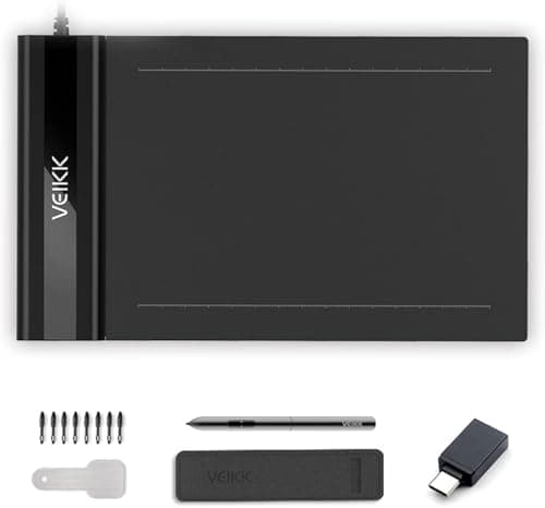 VEIKK S640 V2 Pen Tablet ，6 x 4 Inch Graphic Drawing Tablet with Battery -Free Passive Pen (8192 Levels Pressure)- Black