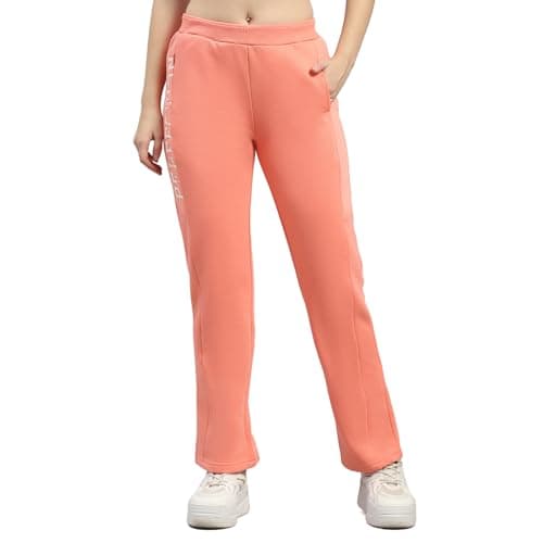 Monte Carlo Womens Regular Fit Printed Elastic Mid Rised Lower |Stretchable Track Pant for Ladies | Comfortable Casual Wear Jogger | Stylish Activewear Bottom for Women Peach L (Pack of 1)