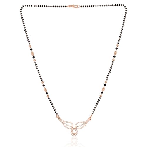 Nilu's Collection Rose Gold Plated Mangalsutra With Black Bead Chain For Women (Style 4)