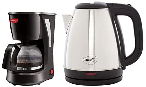 Pigeon by stovekraft Amaze Plus 1.5L Electric Kettle, Stovekraft Brewster Coffee Maker. A Small Size Coffee Maker of Home Machine (Black)