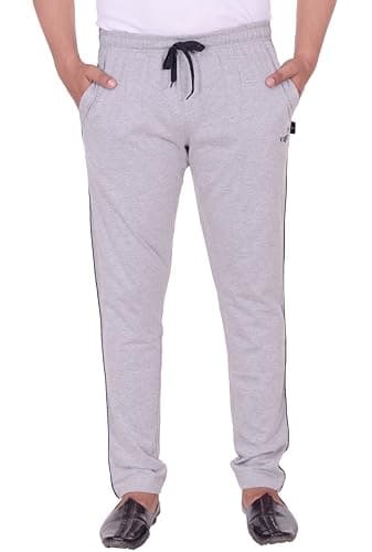 VEGO Men's Regular Cotton Blended Grey Plus Size Lower/Track Pants