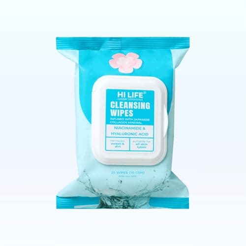 Hi Life™ Niacinamide & Hyaluronic Acid Cleansing Wet Wipes | Brightening Niacinamide, Deep Hydration with Hyaluronic Acid & Japanese Collagen Mineral | Biodegradable Facial Wipes | Dermatologist Teste