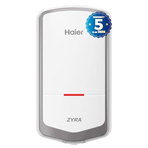 Haier ZYRA 5.5 Litre Instant Water Heater, 3000W Instant Geyser for Bathroom & Kitchen, 5-Year Tank Warranty, Rust Proof Body, Fast Heating, Advance SS Tank, Copper Heating Element, Wall Mount White