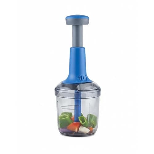 Super Mom Giant Chopper (1000ml) – Effortless Manual Push Food Processor with Stainless Steel 6-Blade Technology | Heavy Duty Hand Press Vegetable Dicer & Fruit Slicer for Meal Prep & Salad