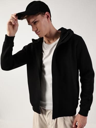 Thomas Scott Regualr Fit Zipper Hooded Jacket For Men (TSMLJKT07_Black, S) 5