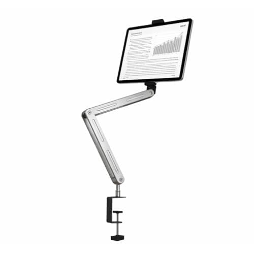 TechMaven Premium Overhead Mobile Stand for Video Recording & Streaming | Extra Long Adjustable Phone Holder with 1/4 Inch Mount Dual Clamp Base | Flexible Smartphone Stand for Desk Bed Office Studio