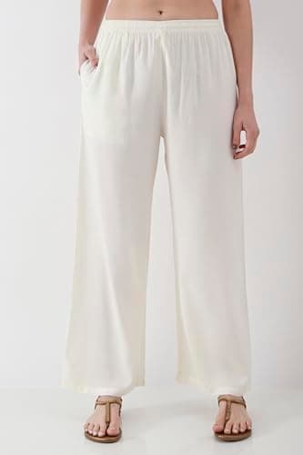 Biba Women Off White Straight Palazzos_4XL 2