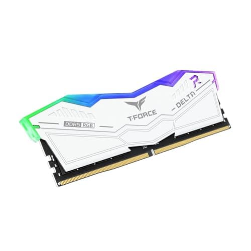 TeamGroup T-Force Delta RGB 2x32GB 6400MHz (6400MT/s) CL40 White 64GB DDR5 RAM Kit, Desktop Gaming Memory, Metal Heatsink, ARGB Sync, ECC, XMP 3.0/Expo, for Intel/AMD CPU - FF4D564G6400HC40BDC01 5