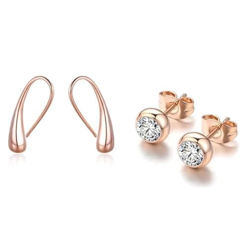 Nilu's Collection Daily Use, Light Weight Stud Earrings| Rose Gold Plated| Perfect for Baby Girls, Office Goers| Combo Earrings Set