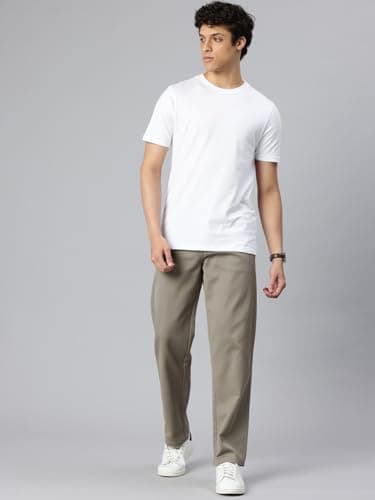 Majestic Man Men's Premium Cotton Blend Trousers | Solid Textured | Button and Zip | Comfort Fit | Side, Back Pockets | Perfect for Casual outings, Office wear & Travel (Stone Grey, 32) 5