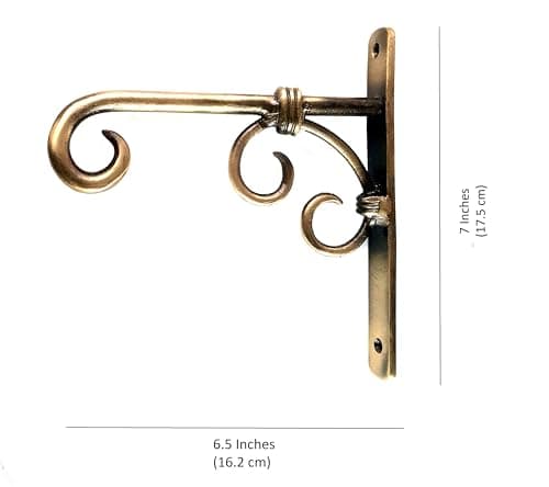 Two Moustaches 100% Pure Brass Wall Lantern Diya Hanger, Planter Hangers, Lanterns Wind Chimes Hanging Baskets Ornaments, Diya Hanger Brass, Hangers for Wall (6.5 x 1 x 7 Inches, Brown, Pack of 1) 5