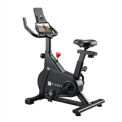 Fitkit by Cult FK8002 Spin Bike 4 kg Flywheel, Max Weight 140 kg, Adjustable Seat, LCD Display for Fitness at Home Workouts Exercise Cycle for Home (Black)