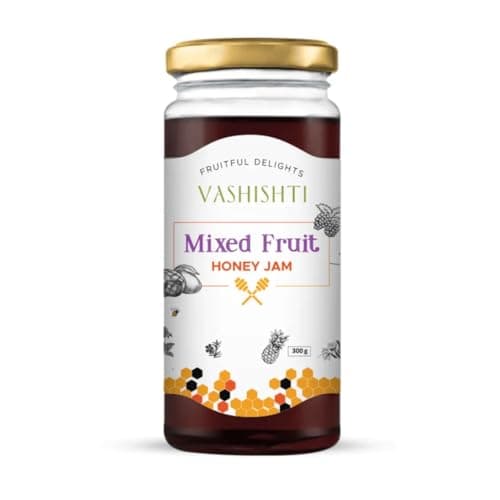 Vashishti Mixed Fruit Honey Jam 300g | Zero Added Sugar | Naturally Sweetened with Pure Honey | Made with Fresh Fruits | No Artificial Preservatives or Colors