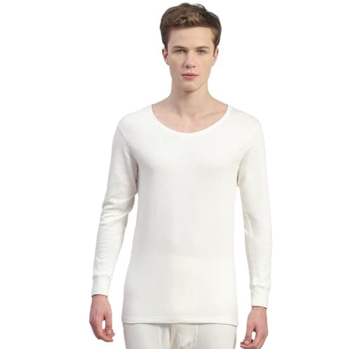 Monte Carlo Mens Solid White Round Neck Full Sleeve Thermal Vest (6240M1WH-0-42)