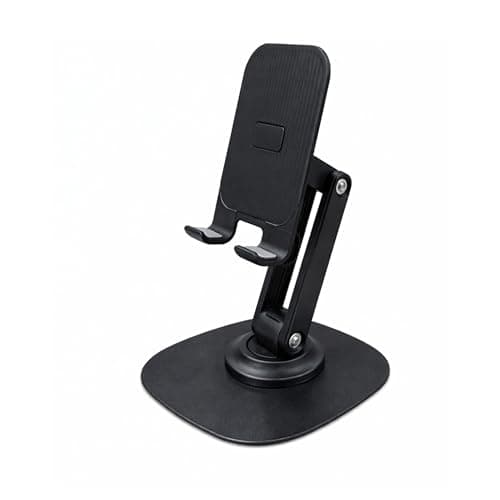 Adjustable Mobile Stand for Desk | Foldable Phone Holder with 360° Rotation | Multi-Angle Viewing, Anti-Slip Base | Portable Stand for All Smartphones (Black) | Mobile Stand for Online Class