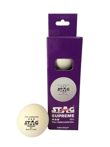 STAG ICONIC Stag 3 Star Supreme Table Tennis Plastic Ball Pack Of 3 (White) 5