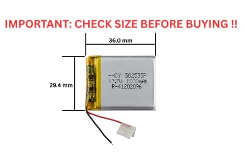 3.7v 1000mAh (Lithium Polymer) Lipo Rechargeable Battery Model 402535P for RC Toys, Bluetooth, DIY, MP3, DVD Player | LiPo Battery | Lithium Polymer Battery 2