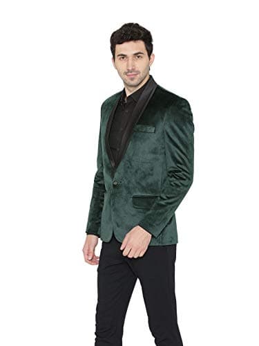 Wintage Men's Regular Fit Tuxedo Formal Blazer (Tuxvelvet201Color10S40_Green_40) 2