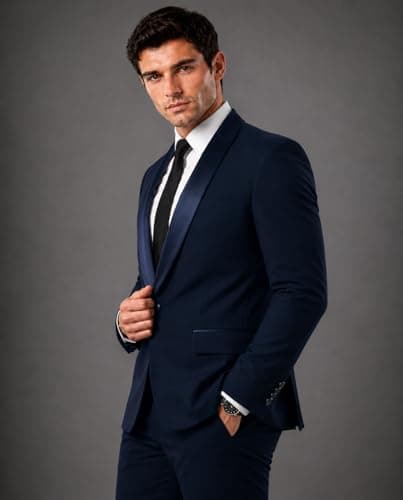 SOGNARE Men's Premium Tuxedo Blazer Coat - Navy | Slim Fit & Fully Lined | Shawl Collar & Flap Pocket | Suitable for All Occasions - 38 2