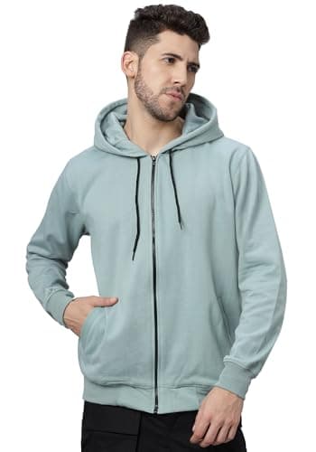 Wear Your Opinion Men's Plus Size Fleece Regular Fit Zipper Hoodie Jacket (Medium, Mint)