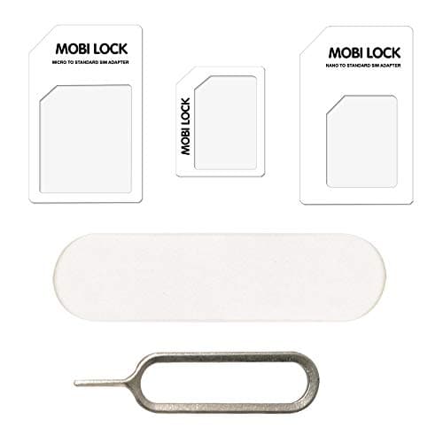 6 in 1 SIM Card Adapter Kit (Micro, Nano, Standard) - Compatible with iPhones (16, 15, 14, 13, X Pro), All Android Smartphones, iPads, and Tablets - by Mobi Lock 2