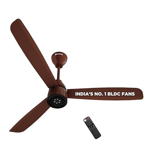atomberg Renesa Enzel 1200mm BLDC Ceiling Fan with Remote | 5 star | Advance Air+ Technology | LED Speed Indicator | Low Noise | Sleek Design | Power Saving | 3 Year Warranty | Gloss Brown