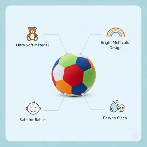 20cm Soft Kids Ball Multicolor Foam Football Indoor Outdoor Play Lightweight Safe for Kids Toddlers Baby Ball Fun Sports 4
