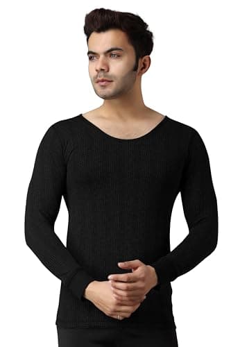 FF Winterwear Thermal Vest for Men, Long Sleevs Upper Innerwear Warmer Round Nack Vest for Winters Size - L (Color - Black)