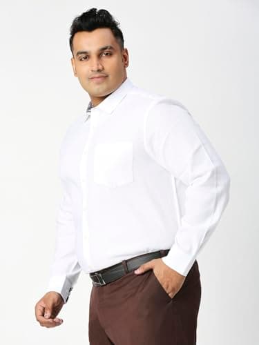 Thomas Scott Men Plus Size 100% Cotton Full Sleeves Formal Shirt (TS1342_White, 3XL) 2