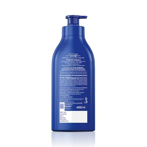 NIVEA Nourishing Body Milk 600ml Body Lotion with Hyaluronic Acid | 72Hr Hydration | Deep Moisture Care for Very Dry Skin | Enriched with Almond Oil | Smooth, Radiant & Healthy Looking Skin Care 4