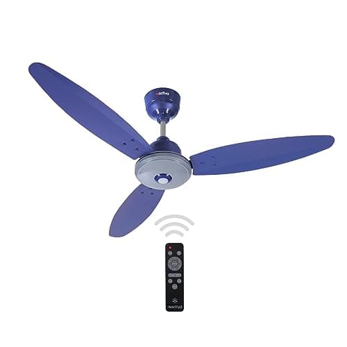 ACTIVA Gracia 1200mm BLDC Ceiling Fan with LED Light, 28W Energy Saving BEE 5 Star Rated Motor, 3 Wider Blades, Full Remote Control, Silent Operation come with 5 Year Warranty (Sparkle Blue)