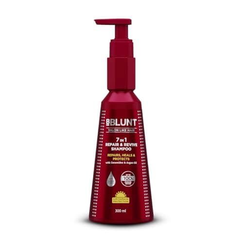 BBLUNT 7 in 1 Repair & Revive Shampoo for Upto 100% Damage Repair - 300ml | Addresses 7 Signs of Hair Damage | Enriched with Ceramides & Argan Oil