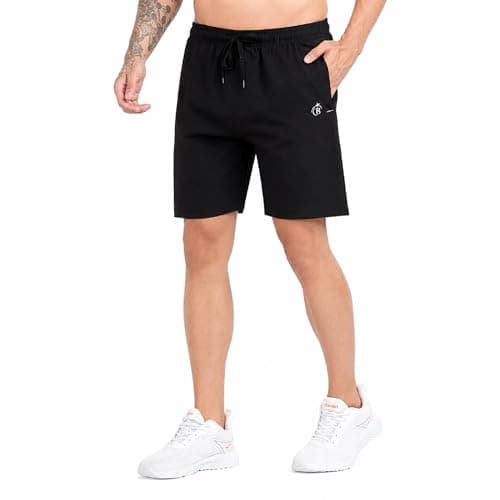 BLUE STAR SHARK Men's Casual Sports Shorts | Quick Dry Lightweight Half Pant for Men | Breathable Gym Running Jogging Yoga Cycling & Workout Shorts | Everyday Activewear Summer Wear (Black, Size-L)