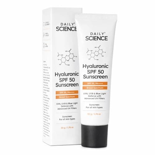 Daily Science Hyaluronic Sunscreen SPF 50 PA++++ In-Vivo Tested | Lightweight, Matte & No White Cast | Sunscreen SPF 50 For Oily Skin, Sensitive, Dry & Combination Skin | For Women & Men | 50 g