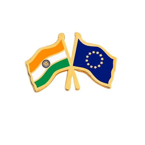 India & European Union Twin Flag Brass Lapel Pin | Premium Enamel Brooch for Men & Women | National Friendship Badge | Suit, Blazer & Jacket Accessory | Patriotic Gift, Flag Pin for Events & Functions