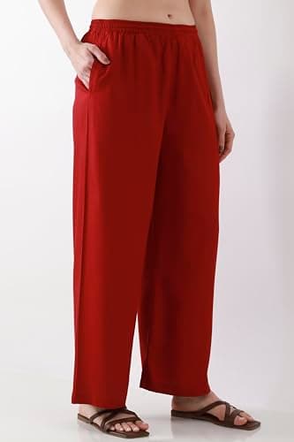 Biba Women Maroon Straight Palazzos_4XL 4