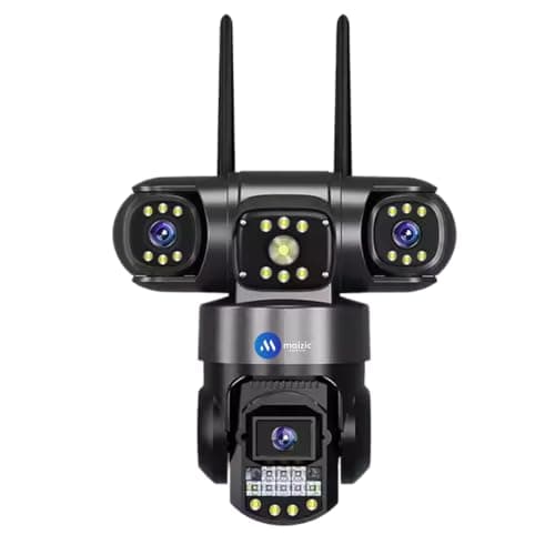 Maizic Smarthome Batman Black 3in1 HD WiFi CCTV Camera Three Lens/3 Screen View Home Security with Pan Tilt 360� View & 2 Side Camera Horizontally Rotate 180�, 2 Way Talk
