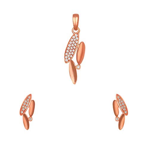 THE MARKETVILLA 92.5 Sterling Silver Pendant With Studs (Earring) Jewellery Set for Women & Girls (ROSE GOLD)