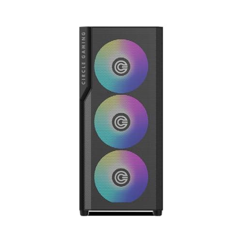 Circle Eliminator X5 Black TYPEC 2.0 Mid- Tower Computer Case | Gaming Cabinet - Black | Support ATX, M-ATX, ITX | Pre- Installed 3 x 140mm Front and 1 x 120mm Rear ARGB Fans 3