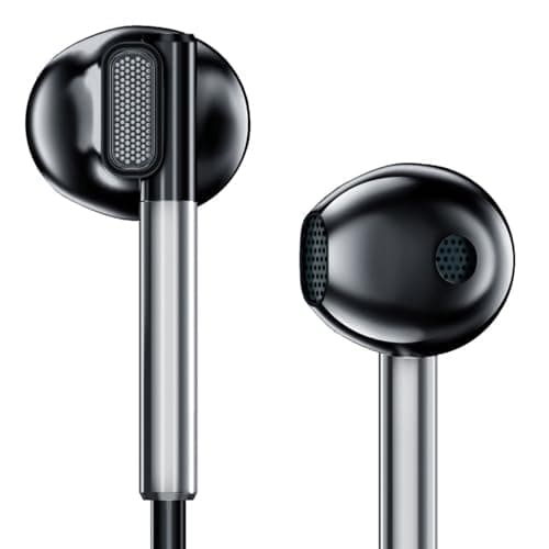 Sounce BassPulse In Ear 3.5mm Wired Headset with HD Mic In-Line Controls 14.2mm Drivers Unique Earbud Design TPE Tangle-Free Cable Wide Compatibility Sweatproof Durable Premium Wired Earphones (Black)