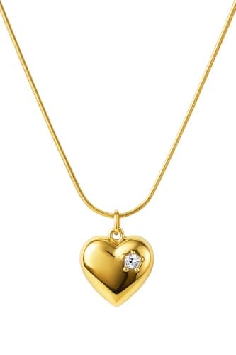 MIAMI Jewellery Gold Heart Necklace for Woman Stainless Steel Adjustable Chain Pendant Necklace Stylish Locket Necklace Set Anti Tarnish Waterproof Anti Rust Valentine Gifts for Women Girlfriend -235