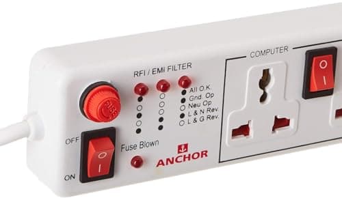 Anchor by Panasonic 4 way 6A Universal Socket with 3 Switch & 1 Master Switch | 4 Way Extension Board with 1.5 Mtr Extension Cord | Multi Plug Socket for Home Wall, Office (22568) 2