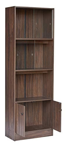 DeckUp Cove Engineered Wood Book Shelf and Display Unit Cabinet (Walnut, Matte Finish , 2 Doors) 6